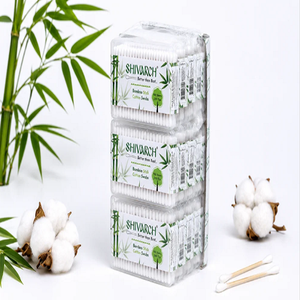 Hisopos de Algodón con Palitos de Bambú, 100 Unidades, Hisopos de Algodón Suaves de Doble Punta en Caja Plana Higiénica para Cuidado Personal - Product Image 2