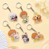 Porte-clés photo personnalisé en acrylique, breloque étanche transparente découpée sur mesure avec portrait d'animal de compagnie ou personnage de dessin animé, tendance