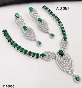 A.D Alloy Women's Necklace Earring Bracelet <b>Set</b> Crystal Rhinestone Geometric Design High Quality Latest Designed Party Silver - Product Image 4