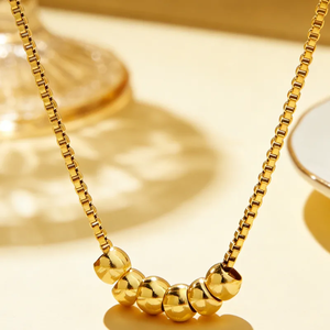 สร้อยคอรูปทรงเรขาคณิตสำหรับผู้หญิง ทำจากสแตนเลส 304 ชุบทอง 18K พร้อมสายแบบกล่อง - Product Image 1