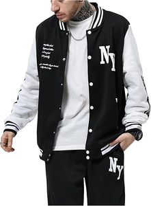 Stylish Streetwear Letterman <b>Jacket</b> – Oversized Varsity Bomber with Soft Fabric, Ribbed Cuffs Casual Urban Fashion for <b>Men</b> and - Product Image 1