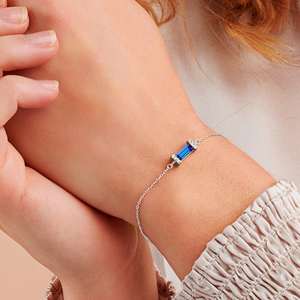 Pulsera de plata de ley con zafiro baguette, piedra azul de nacimiento de septiembre, regalo de 40 cumpleaños para ella - Product Image 4