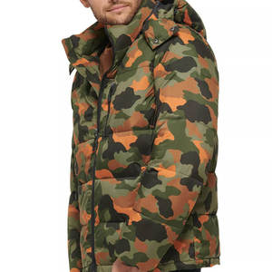 Veste matelassée à capuche camouflage pour homme, coupe-vent, épaisse, pour l'hiver, coupe classique, en polyester, fermeture éclair - Product Image 5