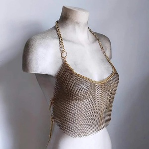 Gold Brass Long Halter Chainmail Harness Warrior <b>Queen</b> Festival Top Daisy Synthetic - Product Image 3