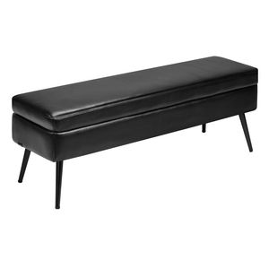 Banc de rangement moderne en similicuir PU avec pieds en métal, banc à chaussures pour entrée, tabouret et ottoman rembourrés - Product Image 1
