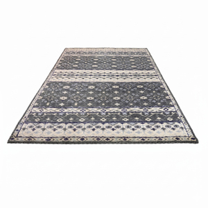 Alfombra Moderna DECORDEC Personalizada, Gris Marfil, de Lana, con Diseño Geométrico Floral a Rayas, Antideslizante y Ecológica, para Hotel, Villa, Sala de Estar - Product Image 2