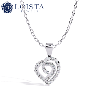 สร้อยคอจี้เพชรรูปหัวใจ Loista เครื่องประดับชุบโรเดียมสีเงินโรแมนติกของผู้หญิงสวมใส่ได้ทุกวัน - Product Image 1