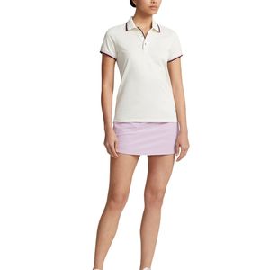 Polo de golf blanc et rose pour femme avec jupe plissée, robe de sport sans manches, tenue décontractée pour le tennis et le golf - Product Image 3