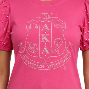 Camiseta Casual de Moda para Mujer, Color Rosa, con Diseño Gráfico de Perlas, Manga Corta, Adornada, para Uso Diario, Ropa de Verano - Product Image 3