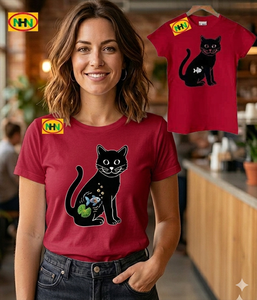 T-shirt pour femmes de haute qualité, tendance estivale, tous types d'impressions, vente directe d'usine, col rond, t-shirt rétro pour femmes, Bangladesh - Product Image 4