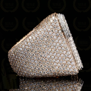 Anillo de diamantes de moissanita personalizable para hombre, acabado 1-9, estilo Hip Hop, joyería fina disponible, oro rosa para compromiso - Product Image 3