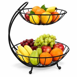 Cesta de Frutas de Dos Niveles, Soporte de Metal Negro para Encimera, Organizador de Almacenamiento de Productos, Estante para Frutas y Verduras de Cocina - Product Image 5