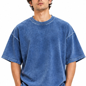 T-shirt surdimensionné pour homme 100 % coton à manches courtes col rond streetwear décontracté confortable lavage vintage vêtements personnalisés - Product Image 3