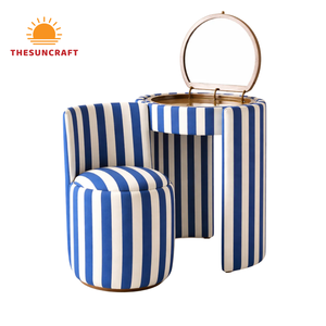 Cheap Modern Oak Wood <b>Makeup</b> <b>Vanity</b> for Girls - Space Saving Corner Dressing Table Mirror & Chair Set - Product Image 2