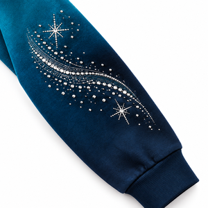 Sweat-shirt à capuche personnalisé avec strass, unisexe, vert sarcelle, en molleton bouclette, imprimé pailleté, décontracté, coupe oversize, style gothique, polyester/coton, haute qualité - Product Image 5