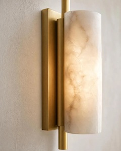 Applique murale moderne en laiton avec abat-jour en marbre, éclairage intérieur pour salon, décoration de la maison - Product Image 5
