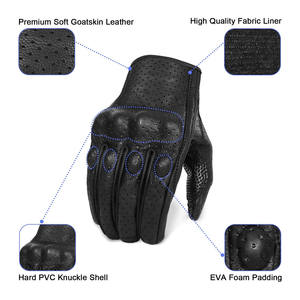 Gants de moto Samroz Sports en cuir véritable, respirants, écologiques, compatibles écran tactile, antidérapants, pour hommes, toutes saisons - Product Image 5
