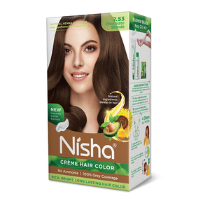 Crema de Coloración Permanente para el Cabello Nisha Herbal, Rubio Chocolate, 120g, para Mujeres y Hombres, Fórmula Suave y Sedosa, Cubre las Canas - Product Image 1