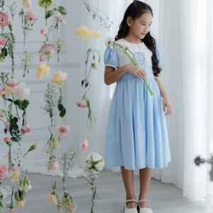 Krysie ชุดเดรสแขนกุดสำหรับเด็กผู้หญิงชุดเดรสแขนกุดสีขาวน้ำเงินวินเทจใหม่ปักลูกปัดงานปาร์ตี้ - Product Image 6