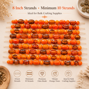 Decorative Orange Plain Glass Loose Beads Mixed Shape and Size Strand for DIY Bracelet Necklace Anklet Earrings and Art <b>Craft</b> - Product Image 5
