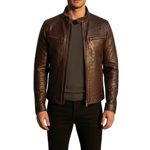 New Arrival Men's Ostrich Leather Bomber Jacket High Quality Canvas Eco-friendly Windproof Embossed Design <b>Maximize</b> Wear - Product Image 4