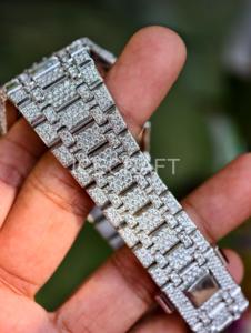 Boîtier de montre de luxe entièrement pavé de diamants simulés, pièce de modification en acier inoxydable, accessoire de modification de montre - Product Image 4