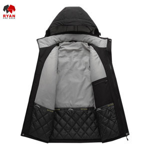 เสื้อแจ็คเก็ตซอฟต์เชลล์ผู้ชายแบบกันลม กันน้ำ ระบายอากาศได้ดี  ไม่มีลาย  พร้อมซิปปิดและโลโก้แบบกำหนดเองสำหรับขายส่ง - Product Image 4