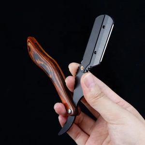 OEM Logo High Quality Stainless Steel Straight Razor <b>Men</b> Custom Wholesale Plastic Handle Foldable Clean Barber Beard Shaving - Product Image 4
