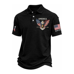 เสื้อโปโลปักลายฉลองครบรอบ 250 ปีสหรัฐอเมริกาแบบสั่งทำพิเศษ, เสื้อยืดลายกราฟิกนกอินทรีแห่งความรักชาติ, เสื้อโปโลอเมริกันไพรด์เฮอริเทจ - Product Image 1