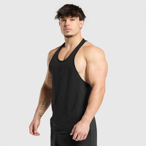 Débardeur Stringer Personnalisé pour Homme Noir Polyester/Coton Gym Fitness Sans Manches Musculation Séchage Rapide Style Urbain Personnalisé - Product Image 3