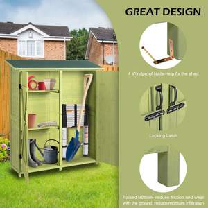 64 \ "tetto a pendenza singola chiudibile a chiave a doppia porta giardino cortile stile naturale legno cedro capannone di stoccaggio all'aperto bocciolo albero verde - Product Image 2