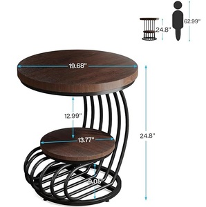 Modern Industrial Wood Top <b>Iron</b> Frame Coffee <b>Table</b> with Storage Shelf and 1-Year Warranty for Bedroom Home Furniture - Product Image 5