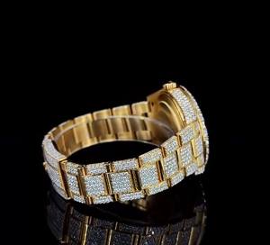 Reloj Deportivo de Acero Inoxidable con Cristal de 41 mm para Hombre, Calidad VVS, Chapado en Oro Amarillo, Movimiento de Cuarzo ETA, Analógico, Estilo Ejecutivo - Product Image 4