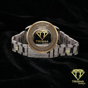 Luxury Iced Out Fashion Watch With Crystal Detailed Silver Bracelet Gold Tone Bezel Elegant Dial Premium Wristwatch - Product Image 2