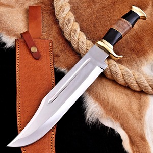 Cuchillo Bowie Hecho a Mano de 18 Pulgadas con Hoja de Acero D2 de 3mm de Grosor, Mango de Madera y Latón, Funda de Cuero |   Herramientas de Bricolaje para Caza y Camping - Product Image 1