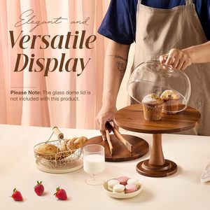 Round <b>Wooden</b> Cake Stand with Natural Finish Minimalist Design for Party Dessert Display - Product Image 3