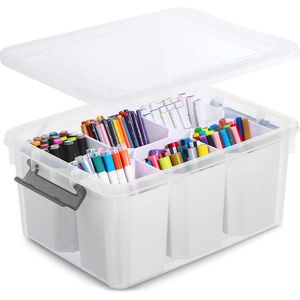 Contenedores de Almacenamiento de Plástico Transparente de 17 QT con Tapas, Cajas Organizadoras Apilables Multiusos para Manualidades y Uso Doméstico - Product Image 1