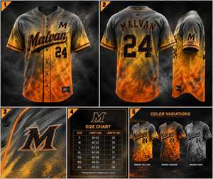 Maillot de baseball personnalisé pour homme, manches courtes, boutons sur le devant, imprimé par transfert thermique, polyester, évacuation de l'humidité, équipe Malvan, 220g - Product Image 6