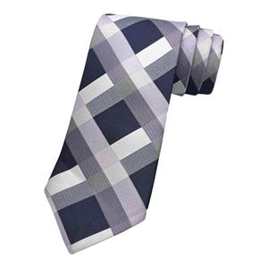 Elegant Lavender Plaid <b>Polyester</b> <b>Tie</b> | Pocket Square Set Mens Necktie Combo | Formal Business | Wedding Party Wear | Accessory - Product Image 1