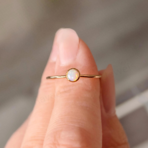 Natural Ethiopian <b>Opal</b> 6mm Round 925 Silver <b>Gold</b> Plated Bezel Set Trendy Designer <b>Ring</b> for Unisex Women's Wedding Jewelry Gift - Product Image 3