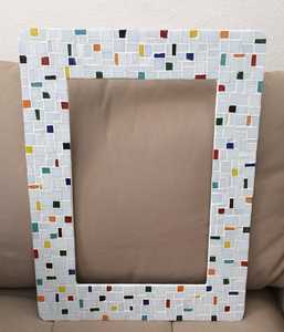 Unique Design Multi Color Mosaic Photo <b>Frame</b> Rectangular Glass Tile Surface Picture Holder Tabletop Home Office Display Stand - Product Image 5