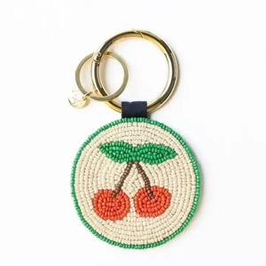Beaded Cherry Keychain Round Colorful Sweet Style Bag Accessory Decorative Ornament - Product Image 1