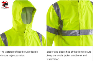 Chaqueta de Seguridad de Alta Visibilidad, Poliéster Antidesgarro, Reflectante, Industrial, de Manga Larga, Unisex, para Trabajo en Exteriores, Triple Capa - Product Image 3