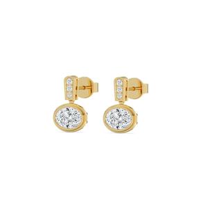 Boucles d'oreilles sophistiquées en diamants de laboratoire de 2,31 carats avec pierres de taille ovale en or rose 9 carats, bijoux pour femmes, accessoire de mariage - Product Image 5