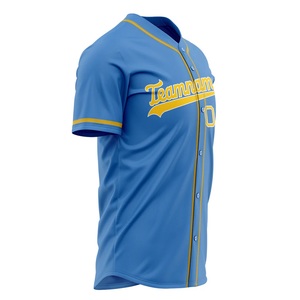 Mens Baseball Jersey Custom Logo Team Uniform Polyester Breathable Quick Dry Sportswear Button Down OEM <b>Bulk</b> Manufacturer - Product Image 2