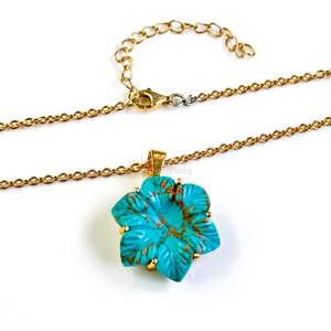 Colgante de flor de turquesa de cobre AAA, collar de piedras preciosas talladas, elegante colgante de turquesa para mujer, fabricación de joyas al por mayor - Product Image 5