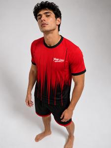 Ensemble de maillot de football unisexe sublimé, manches courtes, col rond, évacuation de l'humidité, coupe athlétique, logo personnalisé - Product Image 4
