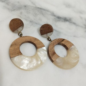 Handcrafted <b>Green</b> Epoxy Resin & Wood Hoop <b>Earrings</b> Nature Inspired Statement Jewelry - Product Image 3