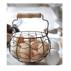 Panier de rangement de style moderne, panier à œufs en métal au design moderne, panier en fil métallique noir classique avec revêtement en poudre - Product Image 1