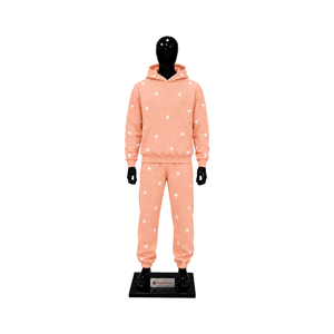 Conjunto Deportivo Personalizado con Estampado de Estrellas Rosa Melocotón para Hombre, Sudadera con Capucha y Pantalones Jogger, Ropa Deportiva Casual de Calle, Venta al Por Mayor - Product Image 1